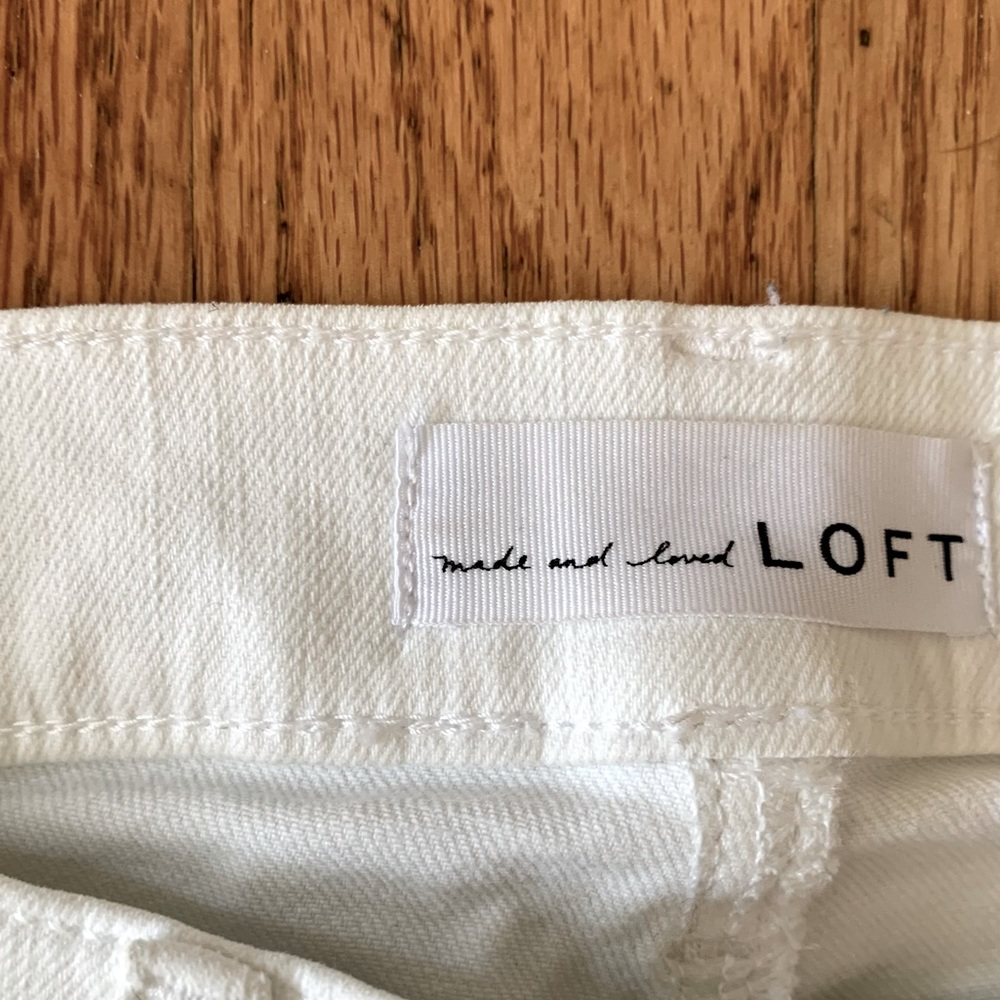 LOFT White Skinny Crop Jeans with Frayed Hem 8